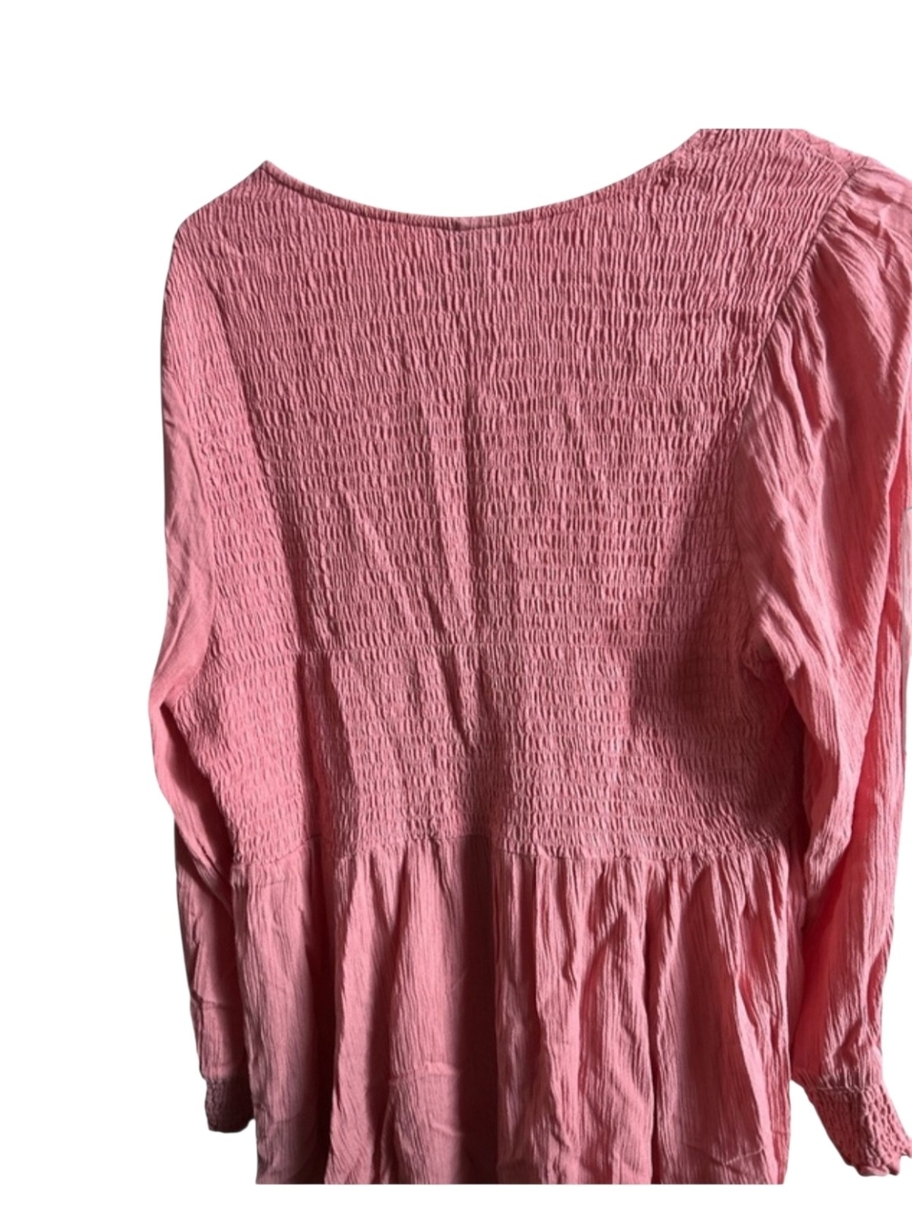 torrid Coral Pink Smocked V-Neck Peplum Tunic - Picture 6 of 7